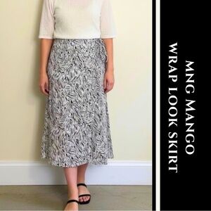 Mango Animal Print Faux Wrap Skirt